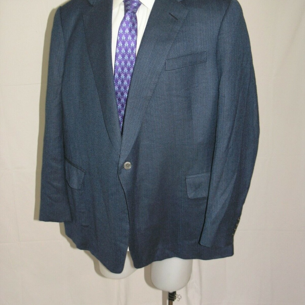 Dege & Skinner Savile Row Bespoke Blue Herringbon… - image 5